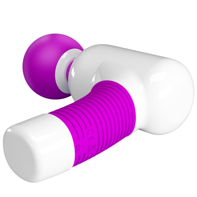 Close-up do PRETTY LOVE Massageador Recarregável Magic Gun 7 Funções, destacando seu design ergonómico e cor roxa.