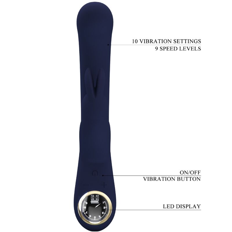Vibrador de Coelho Pretty Love Lamar Azul para estimulação dual de Ponto G e Clitóris.