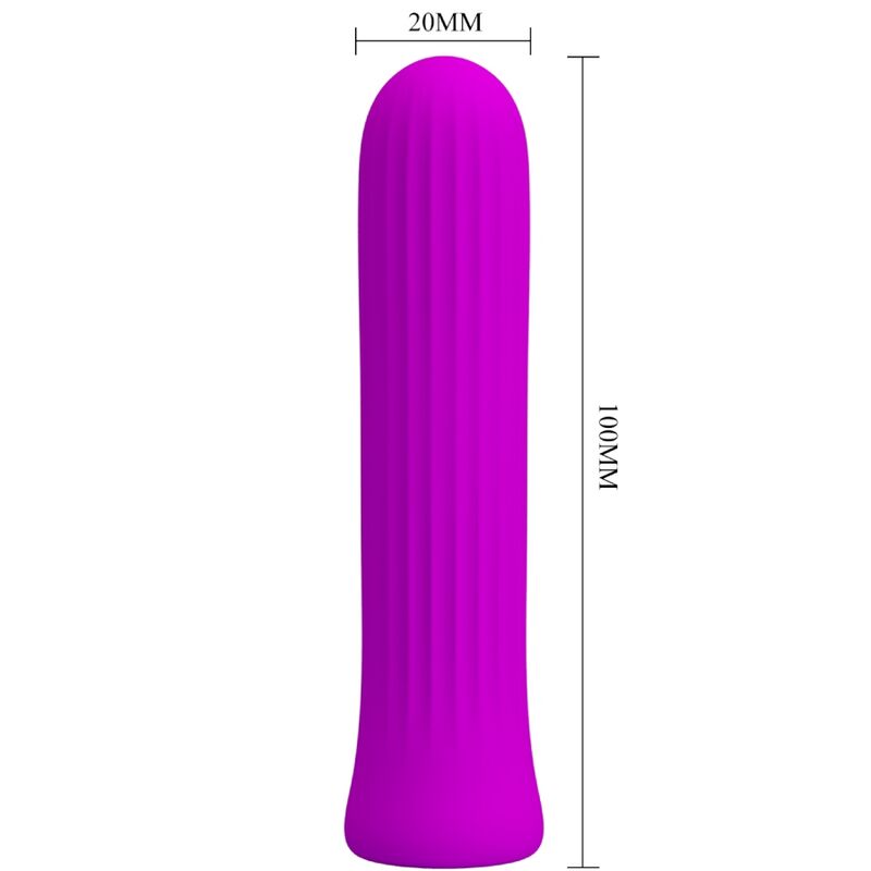 Vibrador bala Pretty Love Blanche rosa, feito de silicone, com design compacto e botões de controle.