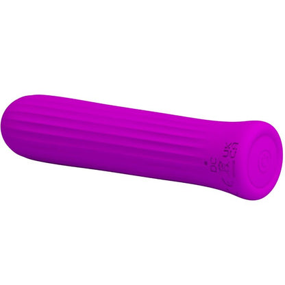 Vibrador bala Pretty Love Blanche rosa, feito de silicone, com design compacto e botões de controle.