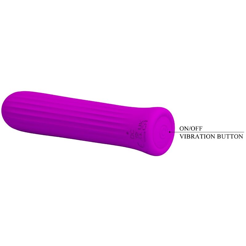 Vibrador bala Pretty Love Blanche rosa, feito de silicone, com design compacto e botões de controle.