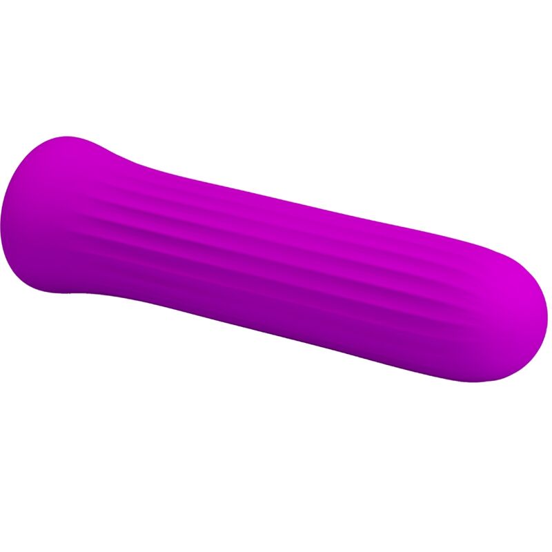 Vibrador bala Pretty Love Blanche rosa, feito de silicone, com design compacto e botões de controle.