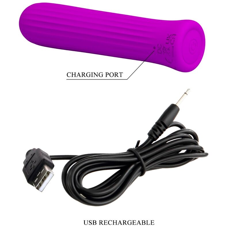 Vibrador bala Pretty Love Blanche rosa, feito de silicone, com design compacto e botões de controle.