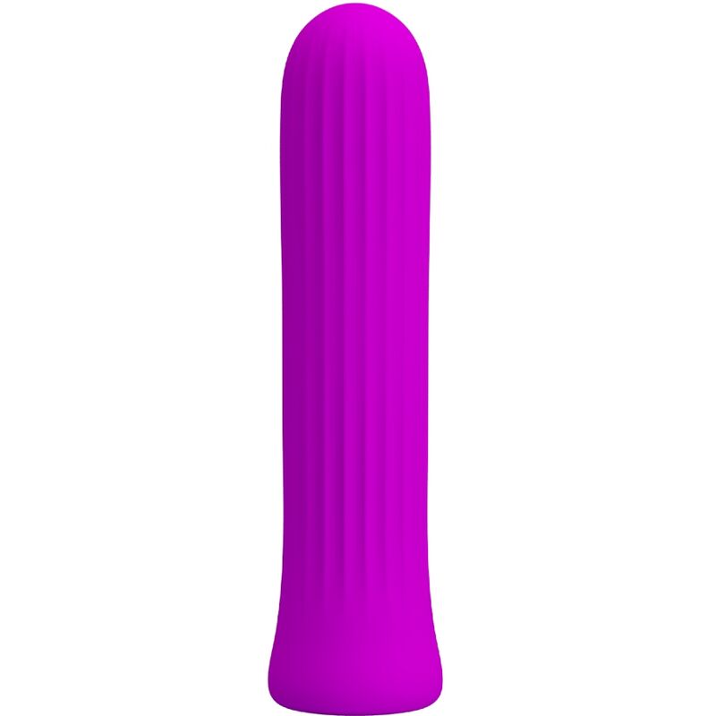 Vibrador bala Pretty Love Blanche rosa, feito de silicone, com design compacto e botões de controle.