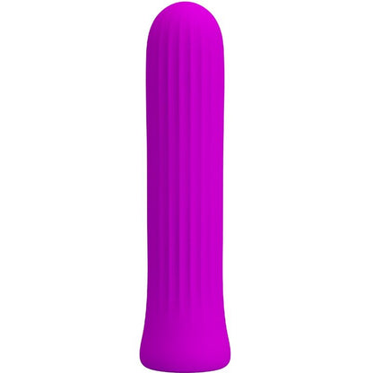Vibrador bala Pretty Love Blanche rosa, feito de silicone, com design compacto e botões de controle.
