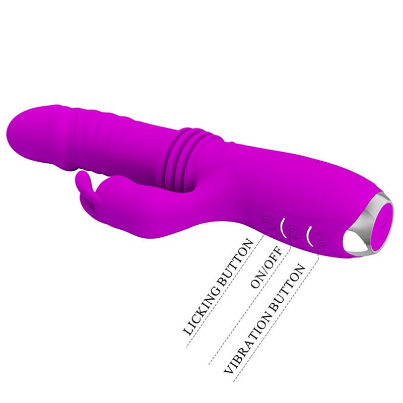 PRETTY LOVE Vibrador de Coelho Dorothy Roxo Recarregável com Estimulador Clitoriano