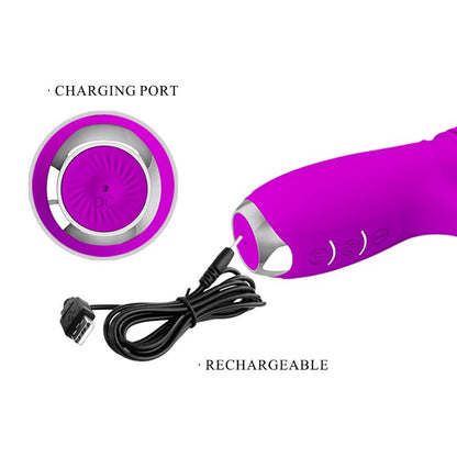 PRETTY LOVE Vibrador de Coelho Dorothy Roxo Recarregável com Estimulador Clitoriano