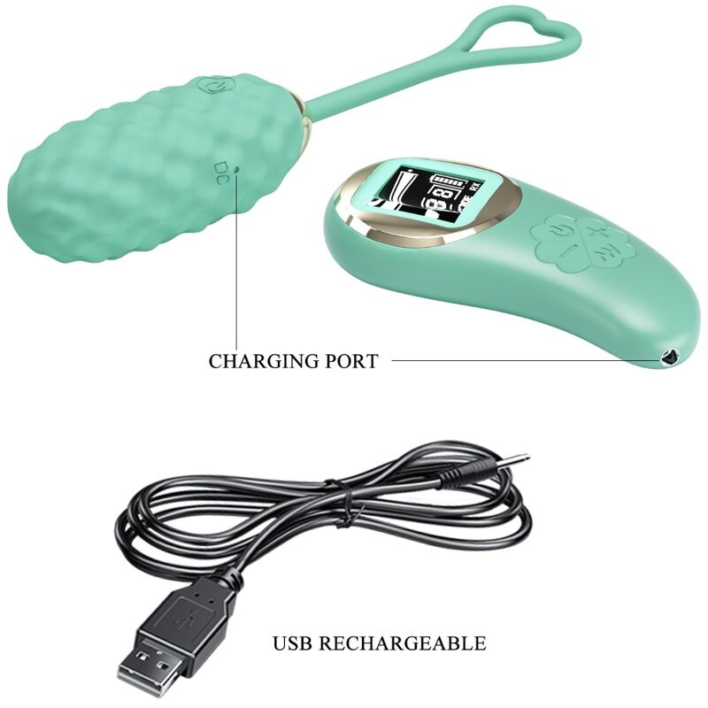 Ovo vibratório PRETTY LOVE Vivian Green com controle remoto, exibindo seu design elegante e cor verde.