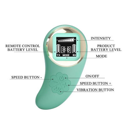Ovo vibratório PRETTY LOVE Vivian Green com controle remoto, exibindo seu design elegante e cor verde.