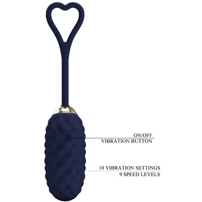 Ovo vibratório PRETTY LOVE Vivian Blue com controle remoto, mostrando seu design ergonômico e acabamento em silicone.