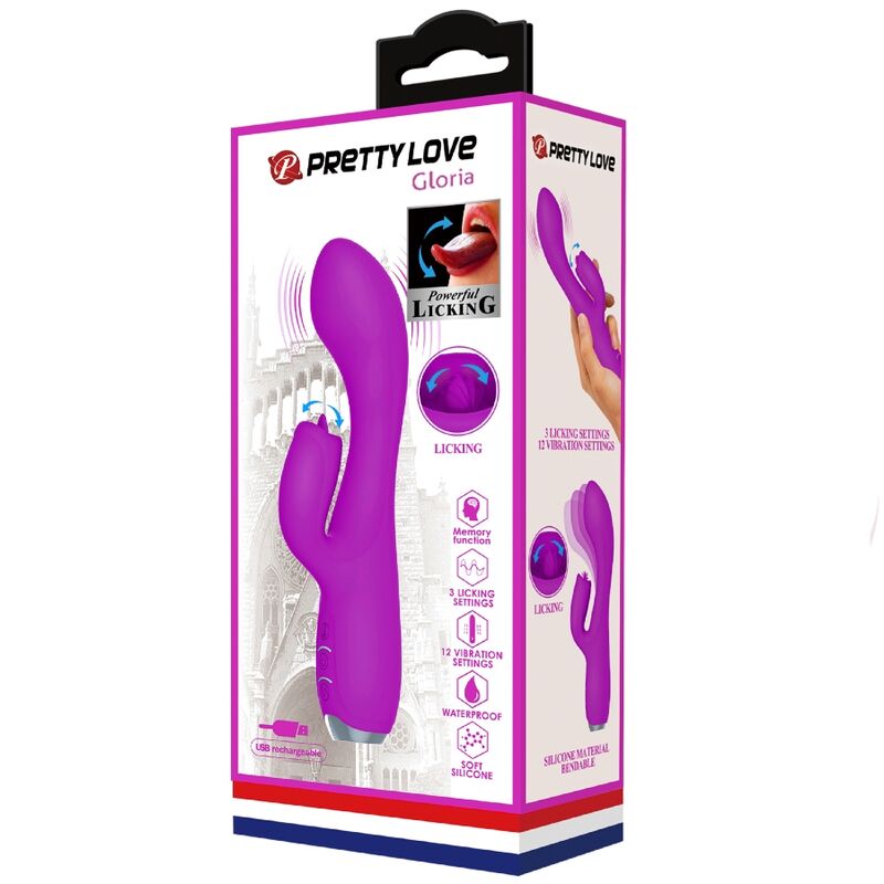 Vibrador de coelho PRETTY LOVE Gloria roxo recarregável com estimulação dupla do ponto G e clitóris.