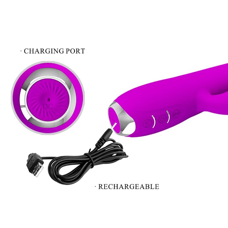 Vibrador de coelho PRETTY LOVE Gloria roxo recarregável com estimulação dupla do ponto G e clitóris.