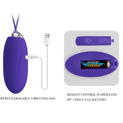 Ovo vibratório PRETTY LOVE Jenny Youth violeta com controle remoto para prazer discreto