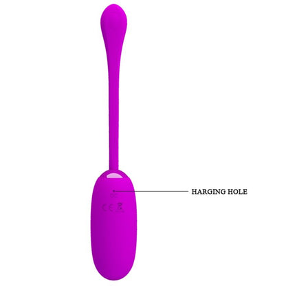 Close-up do Ovo Vibrante Recarregável Pretty Love Julius Roxo em silicone violeta, destacando sua forma ergonômica e suavidade.