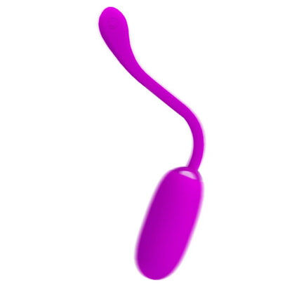 Close-up do Ovo Vibrante Recarregável Pretty Love Julius Roxo em silicone violeta, destacando sua forma ergonômica e suavidade.