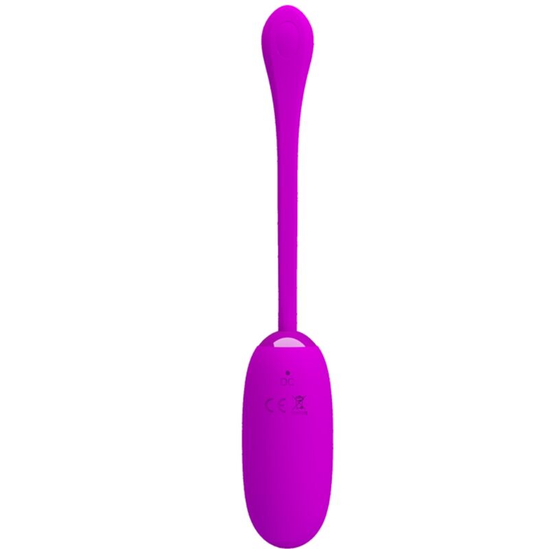 Close-up do Ovo Vibrante Recarregável Pretty Love Julius Roxo em silicone violeta, destacando sua forma ergonômica e suavidade.