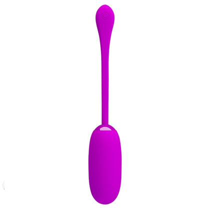 Close-up do Ovo Vibrante Recarregável Pretty Love Julius Roxo em silicone violeta, destacando sua forma ergonômica e suavidade.