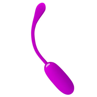 Close-up do Ovo Vibrante Recarregável Pretty Love Julius Roxo em silicone violeta, destacando sua forma ergonômica e suavidade.