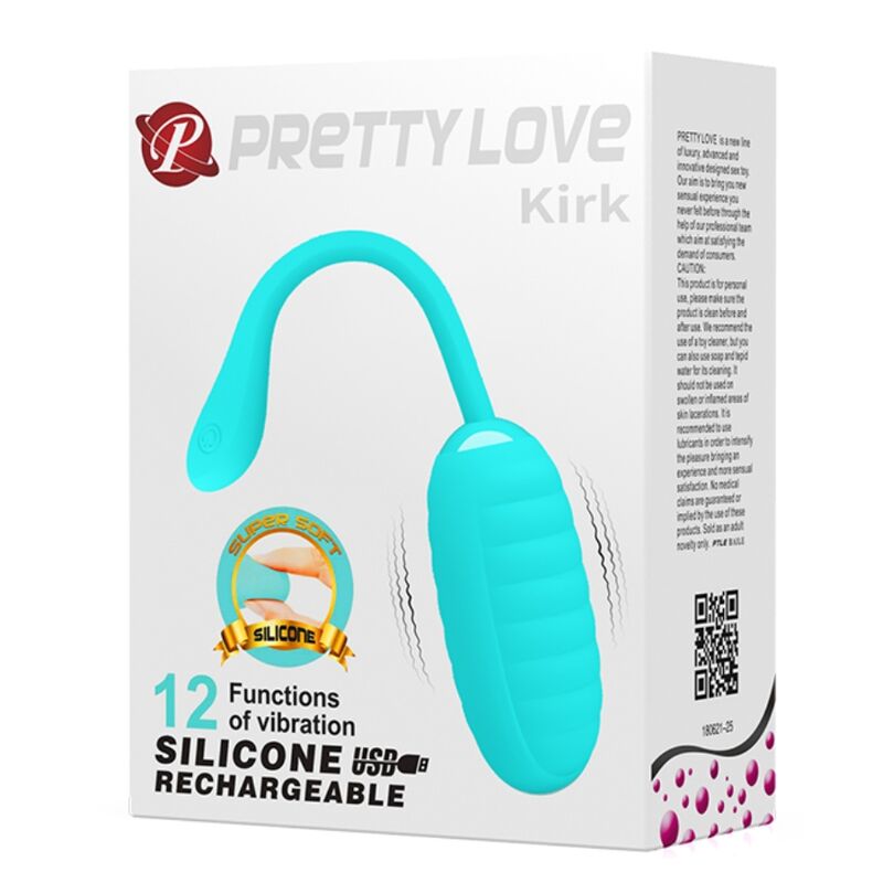 Close-up do Ovo Vibrante Recarregável Pretty Love Kirk Verde Claro, destacando seu design compacto e silicone macio.