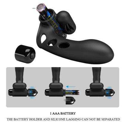 PRETTY LOVE Capa de Dedo Vibrador Orlando Preto, com design ergonómico e 10 funções de vibração.