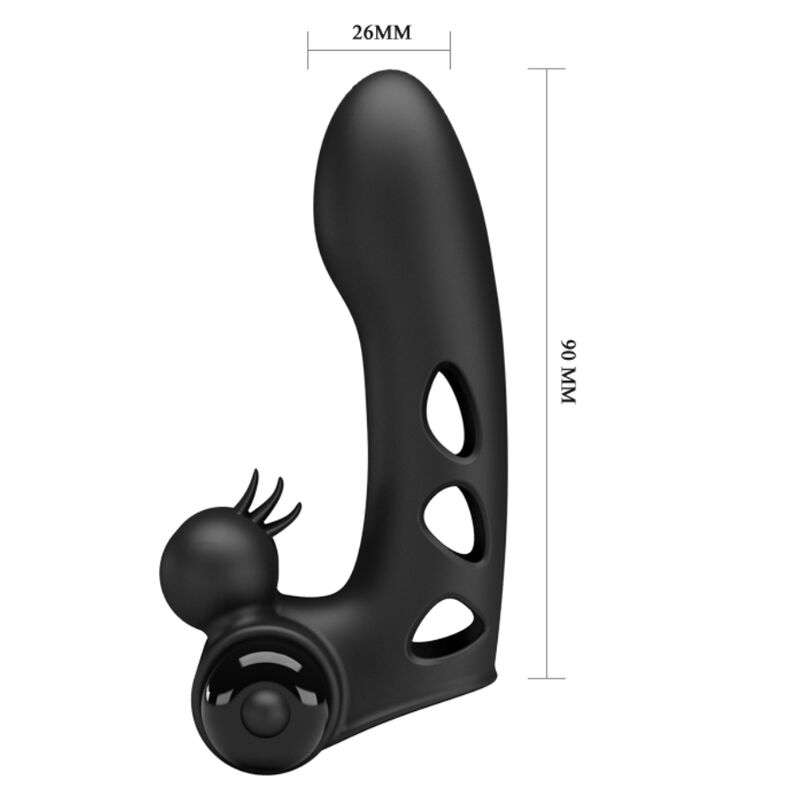 PRETTY LOVE Capa de Dedo Vibrador Orlando Preto, com design ergonómico e 10 funções de vibração.