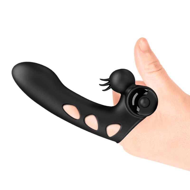 PRETTY LOVE Capa de Dedo Vibrador Orlando Preto, com design ergonómico e 10 funções de vibração.