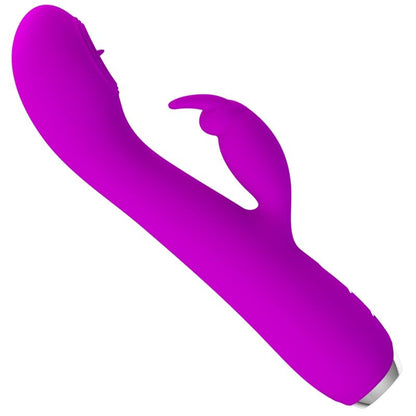 Close-up of the 'PRETTY LOVE Vibrador Rachel Recarregável com Ventosa e Ponta de Língua' showing its texture and features.