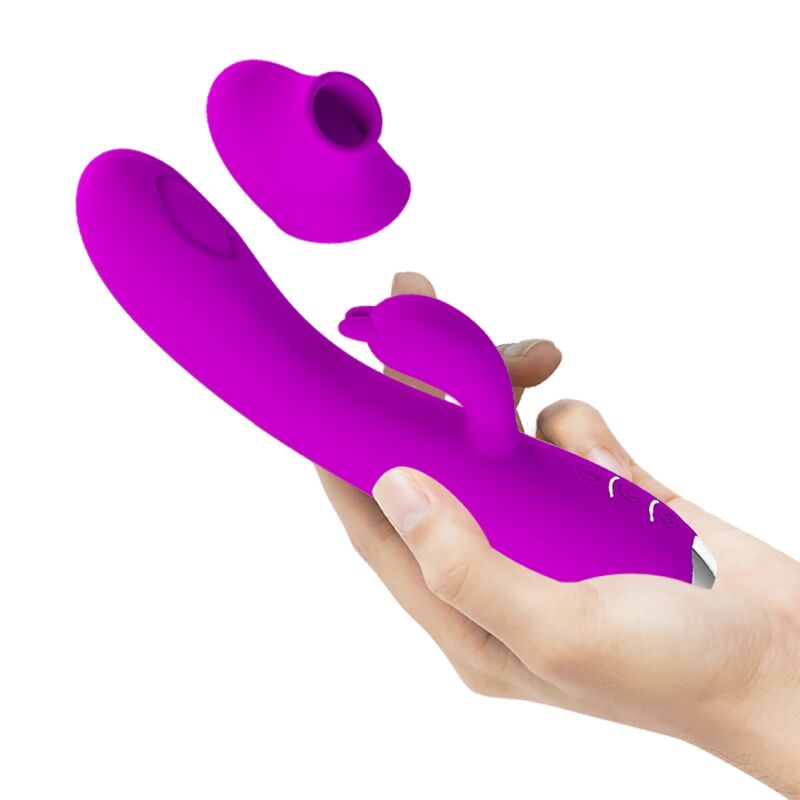 Close-up do Vibrador Recarregável Pretty Love Regina com Onda Pulsante e Sucção, na cor violeta.
