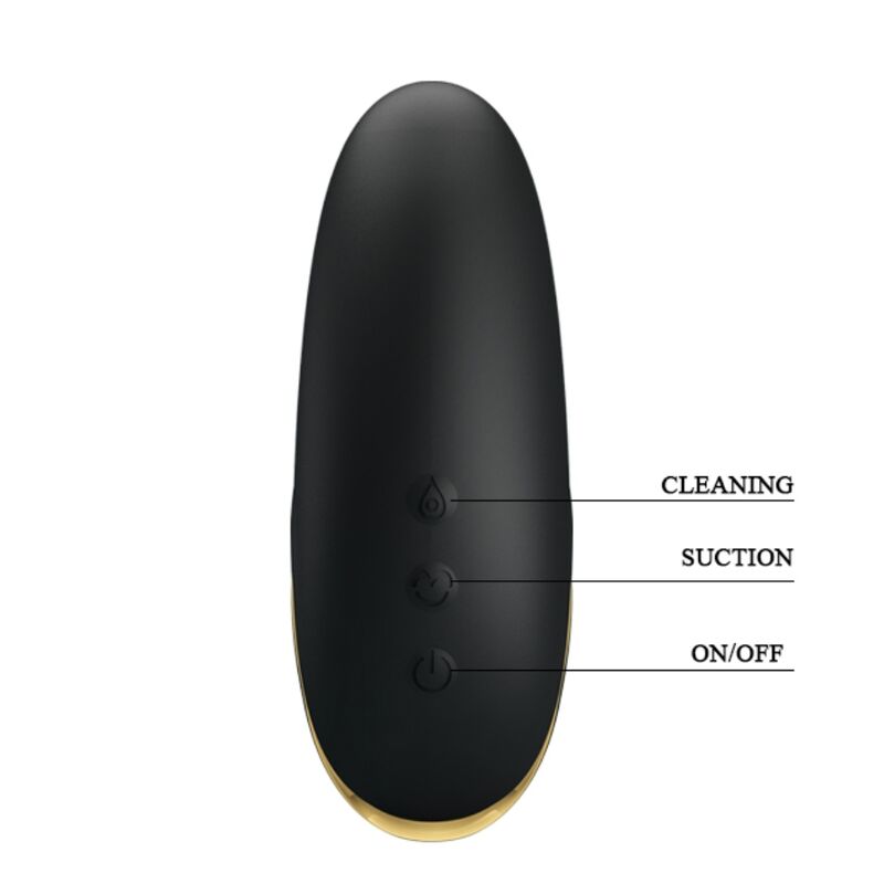 PRETTY LOVE Massageador de Sucção Recarregável de Luxo Preto com design ergonómico