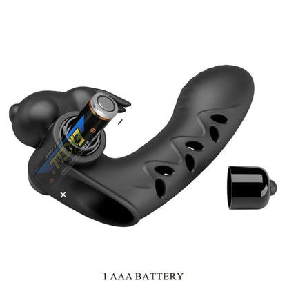 PRETTY LOVE Capa de Dedo Vibrador Coelhinho Preto Vance, mostrando seu design ergonômico e material de silicone de alta qualidade.
