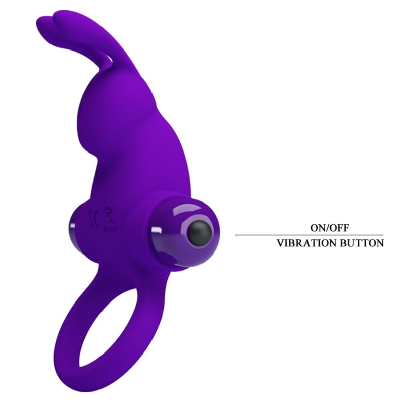 Anel Vibrador Coelhinho PRETTY LOVE Roxo para pénis com estimulador de clítoris
