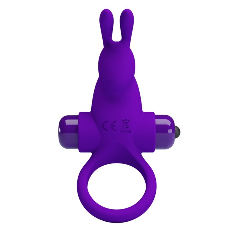 Anel Vibrador Coelhinho PRETTY LOVE Roxo para pénis com estimulador de clítoris