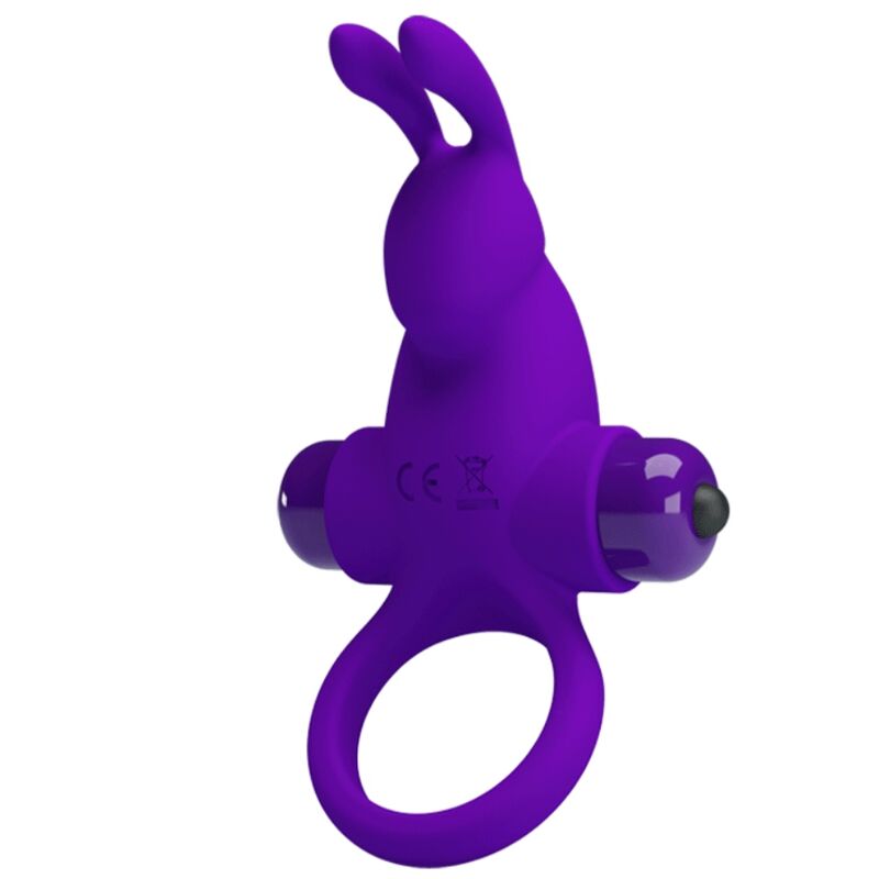 Anel Vibrador Coelhinho PRETTY LOVE Roxo para pénis com estimulador de clítoris