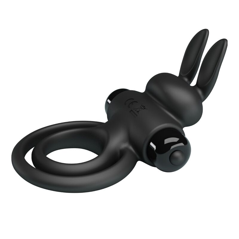 PRETTY LOVE Anel Vibrador de Coelho para Pénis - 10 Funções Preto em silicone