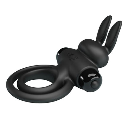 PRETTY LOVE Anel Vibrador de Coelho para Pénis - 10 Funções Preto em silicone