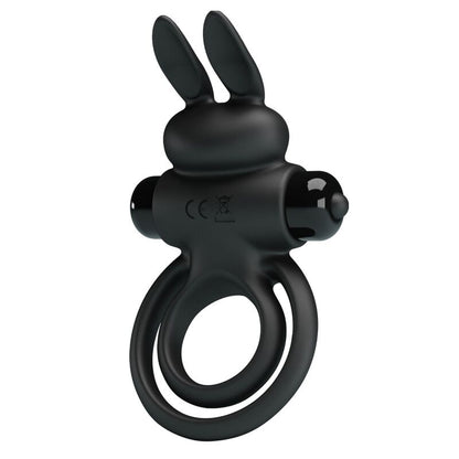 PRETTY LOVE Anel Vibrador de Coelho para Pénis - 10 Funções Preto em silicone