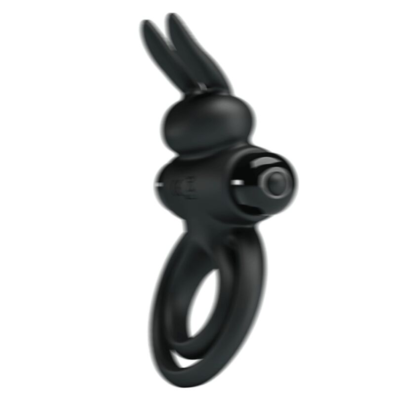 PRETTY LOVE Anel Vibrador de Coelho para Pénis - 10 Funções Preto em silicone