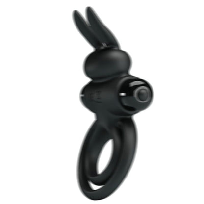 PRETTY LOVE Anel Vibrador de Coelho para Pénis - 10 Funções Preto em silicone