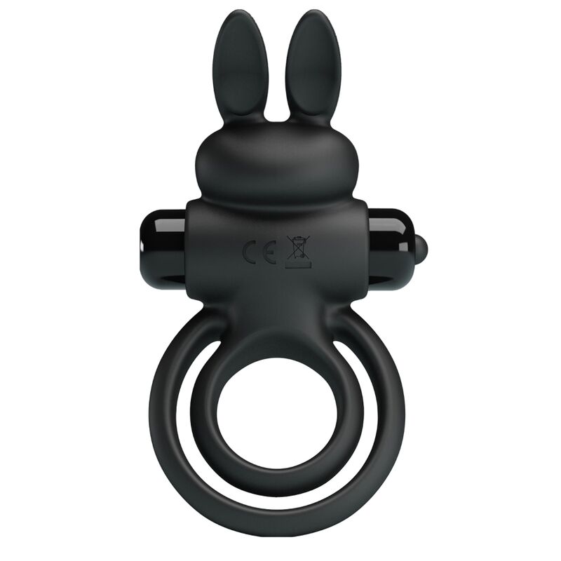 PRETTY LOVE Anel Vibrador de Coelho para Pénis - 10 Funções Preto em silicone