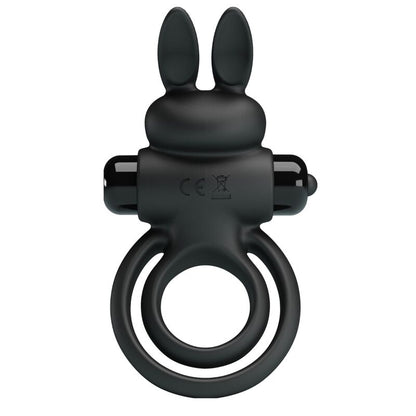 PRETTY LOVE Anel Vibrador de Coelho para Pénis - 10 Funções Preto em silicone