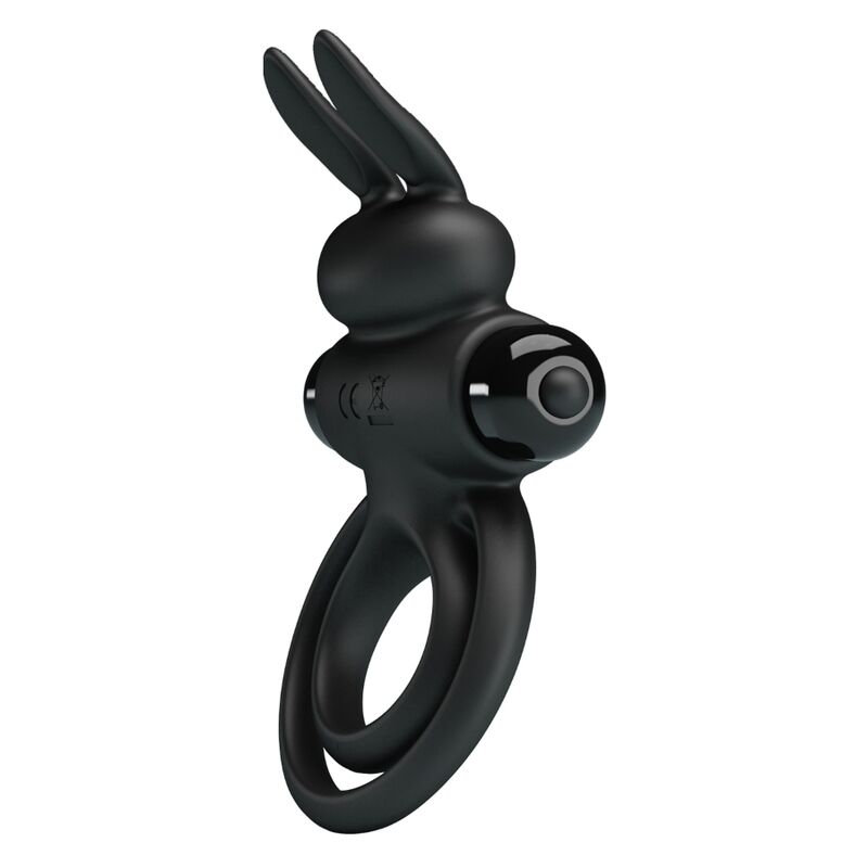 PRETTY LOVE Anel Vibrador de Coelho para Pénis - 10 Funções Preto em silicone