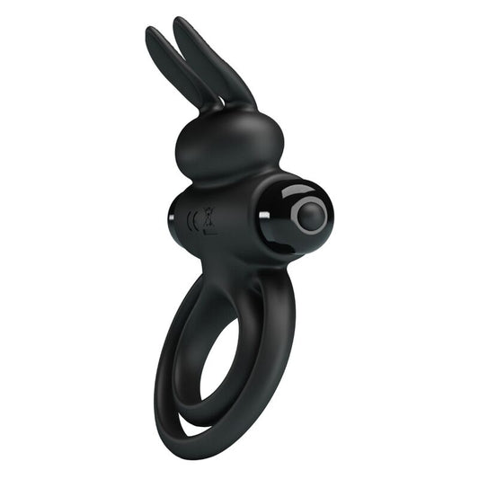 PRETTY LOVE Anel Vibrador de Coelho para Pénis - 10 Funções Preto em silicone