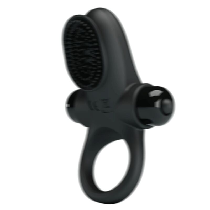Anel vibrador peniano PRETTY LOVE II preto em silicone com 10 funções.