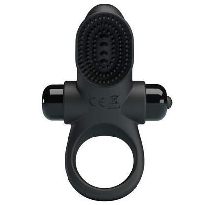 Anel vibrador peniano PRETTY LOVE II preto em silicone com 10 funções.