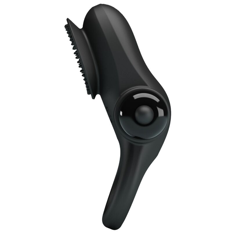 Anel vibrador peniano PRETTY LOVE II preto em silicone com 10 funções.