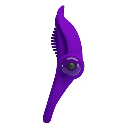 Close-up do Anel Peniano Vibratório PRETTY LOVE Roxo em silicone, mostrando sua textura e cor.