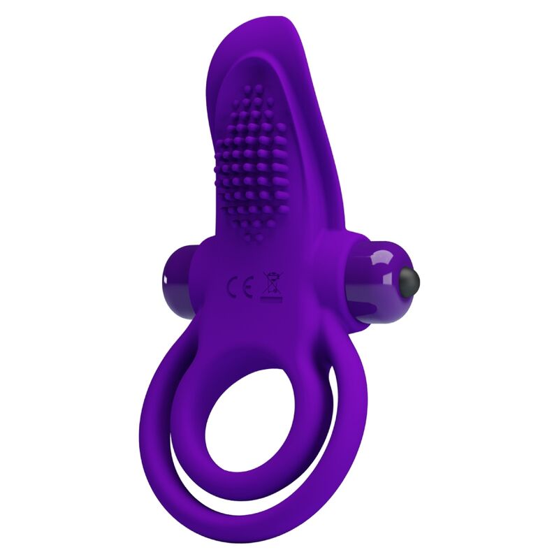Close-up do Anel Peniano Vibratório PRETTY LOVE Roxo em silicone, mostrando sua textura e cor.
