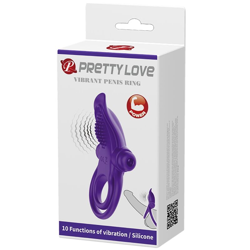 Close-up do Anel Peniano Vibratório PRETTY LOVE Roxo em silicone, mostrando sua textura e cor.