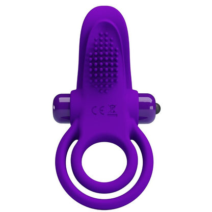 Close-up do Anel Peniano Vibratório PRETTY LOVE Roxo em silicone, mostrando sua textura e cor.
