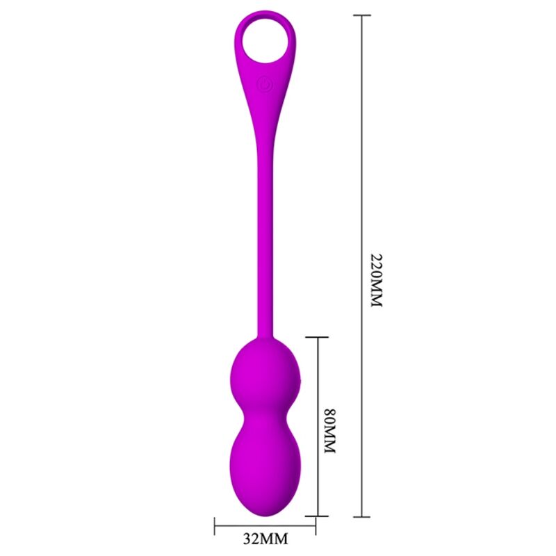 Close-up das Bolas Vibratórias PRETTY LOVE Elvira Roxo, mostrando o seu design ergonómico e cor violeta.